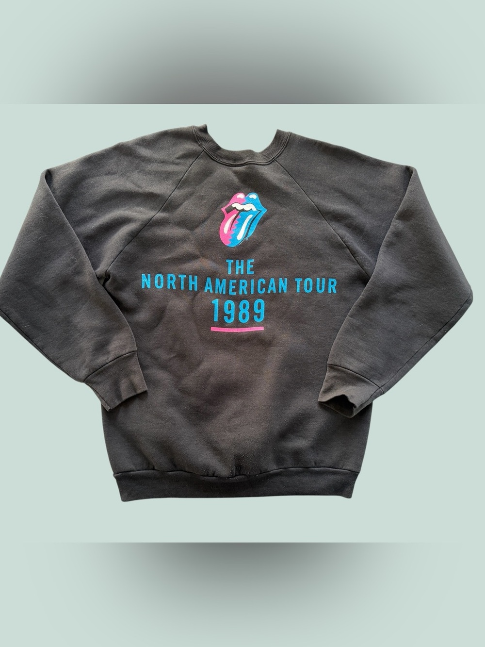 Rare original Rolling Stones '89 Black Crewneck Sweatshirt with Neon Pop Graphic - Picture 3 of 7